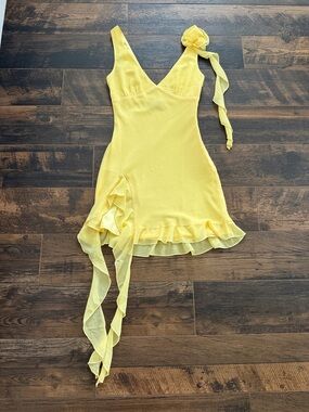 White Fox Boutique Lemon Ruffle Mini Dress